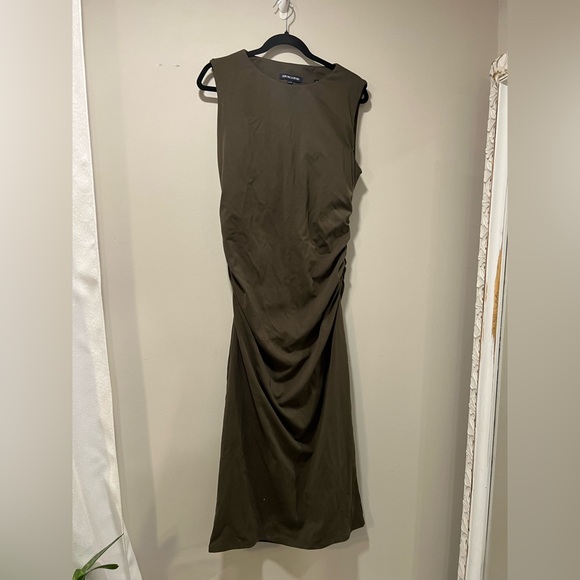 Veronica Beard Charissa Ruched Midi Dress Rich Brown Sleeveless Midi Dress - Picture 9 of 14